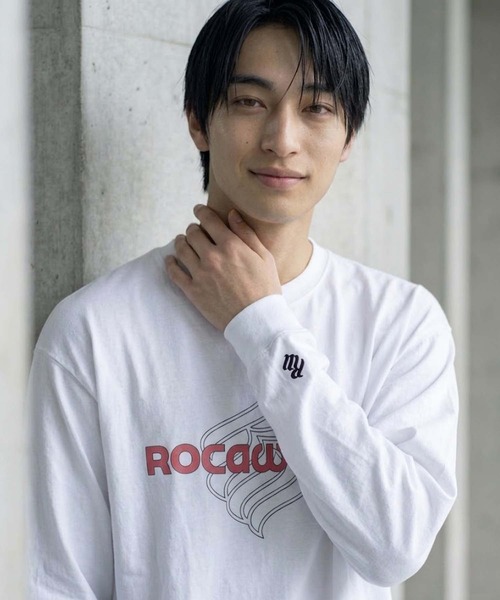 ROCAWEAR(ロカウェア)の「ROCAWEAR/ロカウェア FEDED LOGO PRINT L/T(CN)(Tシャツ/カットソー・メンズ・ホワイト/ブラック・SMALL/LARGE/MEDIUM/X-LARGE)」の7枚目の写真