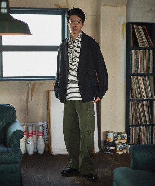 niko and...(ニコアンド)の「スカーフ付きボーダーTシャツ(Tシャツ/カットソー・メンズ・ブルー/オフホワイト/ベージュ・LARGE/MEDIUM)」の7枚目の写真