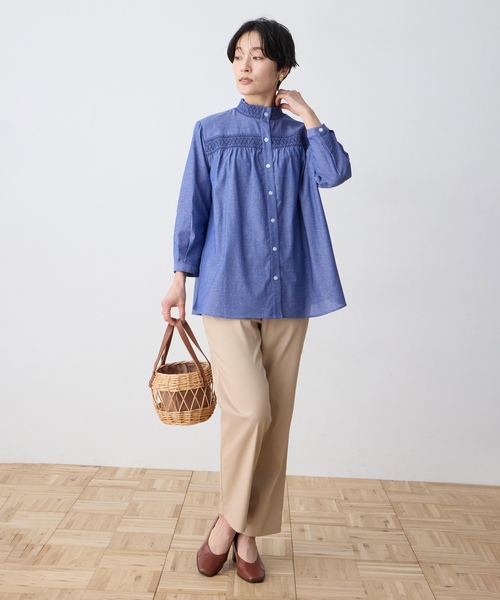 DECOY SINCE 1981（デコイシンスイチキュウハチイチ）の「シャンブレー刺しゅうブラウス（シャツ/ブラウス・レディース・ブルー/ネイビー・9号/11号/13号）」の8枚目の写真