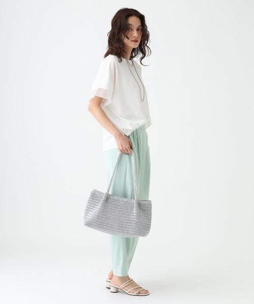 Elura（エルーラ）の「≪接触冷感≫異素材コンビフレンチT≪接触冷感≫/670097（Tシャツ/カットソー・レディース・ブラック/ホワイト/ダークブラウン・FREE）」の6枚目の写真