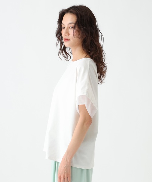 Elura（エルーラ）の「≪接触冷感≫異素材コンビフレンチT≪接触冷感≫/670097（Tシャツ/カットソー・レディース・ブラック/ホワイト/ダークブラウン・FREE）」の14枚目の写真