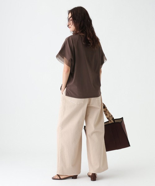 Elura（エルーラ）の「≪接触冷感≫異素材コンビフレンチT≪接触冷感≫/670097（Tシャツ/カットソー・レディース・ブラック/ホワイト/ダークブラウン・FREE）」の12枚目の写真