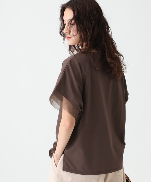 Elura（エルーラ）の「≪接触冷感≫異素材コンビフレンチT≪接触冷感≫/670097（Tシャツ/カットソー・レディース・ブラック/ホワイト/ダークブラウン・FREE）」の10枚目の写真