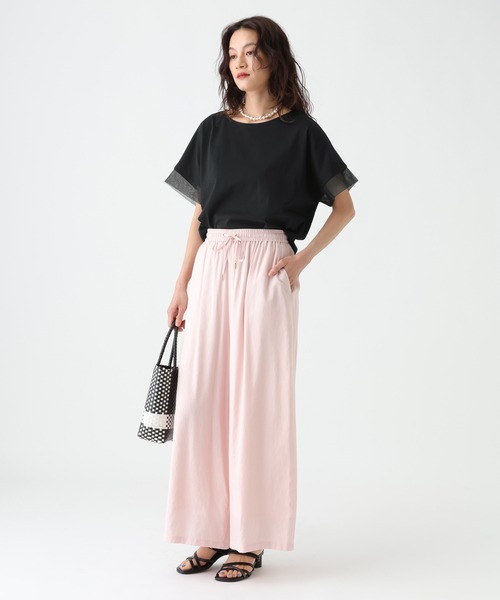 Elura（エルーラ）の「≪接触冷感≫異素材コンビフレンチT≪接触冷感≫/670097（Tシャツ/カットソー・レディース・ブラック/ホワイト/ダークブラウン・FREE）」の8枚目の写真