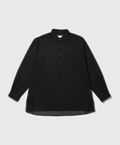 ADAM ET ROPE'(アダムエロペ)の「シアー パターンド ロングスリーブ プルオーバー シャツ(シャツ/ブラウス・メンズ・ブラック/ベージュ系その他・M/L)」の1枚目の写真