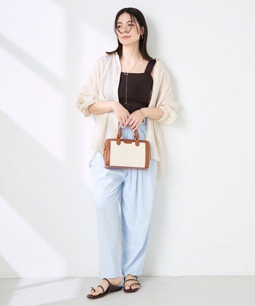 NOLLEY’S Sophi（ノーリーズソフィ）の「ウォッシャブルACARライトストライプ3WAYオーバーシャツ（シャツ/ブラウス・レディース・グリーン系その他3/ベージュ系その他3/ブルー系その他3・38）」の18枚目の写真