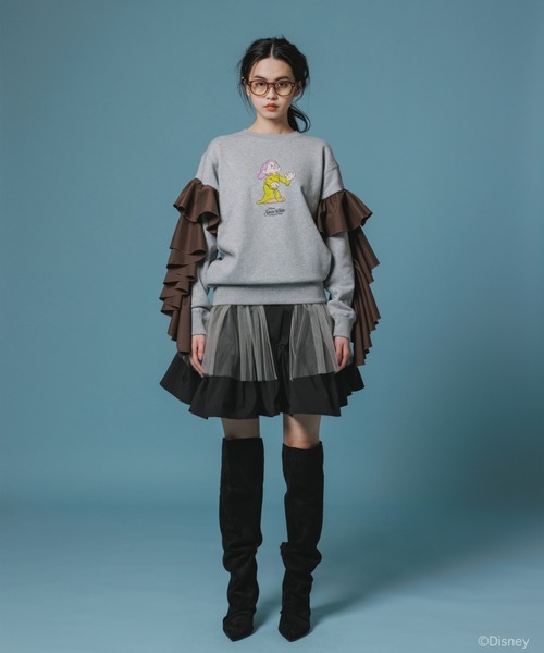 L.H.P（エルエイチピー）の「NON TOKYO/ノントーキョー/フリルスリーブプルオーバースウェット（スウェット・レディース・グレー/ブラック・F）」の8枚目の写真