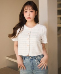 miune（ミューヌ）の「ノーカラーニットジャケット（ノーカラージャケット）」