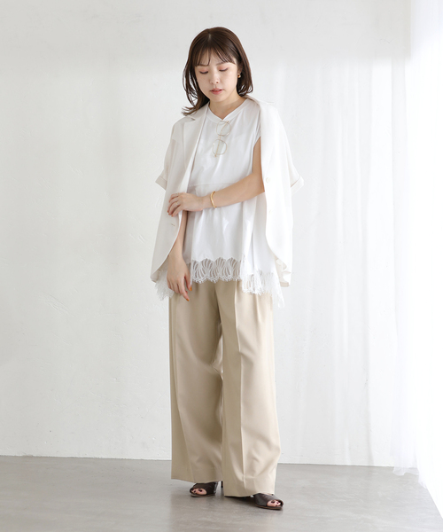 La TOTALITE(ラトータリテ)の「【洗える】CHIGNON/シニヨン レースフレンチカットソー(Tシャツ/カットソー・レディース・ホワイト/ブラック・FREE)」の6枚目の写真