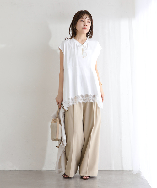 La TOTALITE(ラトータリテ)の「【洗える】CHIGNON/シニヨン レースフレンチカットソー(Tシャツ/カットソー・レディース・ホワイト/ブラック・FREE)」の7枚目の写真