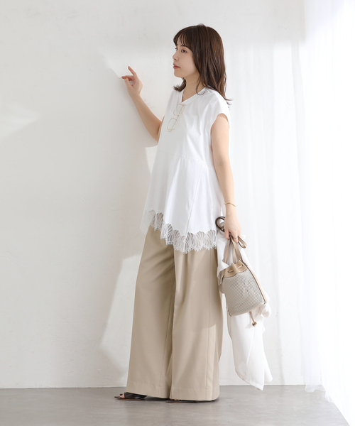 La TOTALITE(ラトータリテ)の「【洗える】CHIGNON/シニヨン レースフレンチカットソー(Tシャツ/カットソー・レディース・ホワイト/ブラック・FREE)」の8枚目の写真