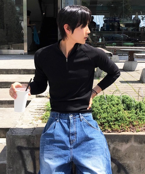 NOWLE(ノウル)の「【NOWLE】タイトフィット ハーフジップ ラグラン リブ ロンT(Tシャツ/カットソー・メンズ・グレー/ブラック・X-LARGE/LARGE/MEDIUM)」の21枚目の写真