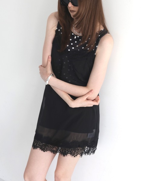 Mili affinity（ミリアフィニティー）の「シフォンレースドッキングチュニック（ワンピース・レディース・ブラック/ブラウン/アイボリー・FREE）」の10枚目の写真
