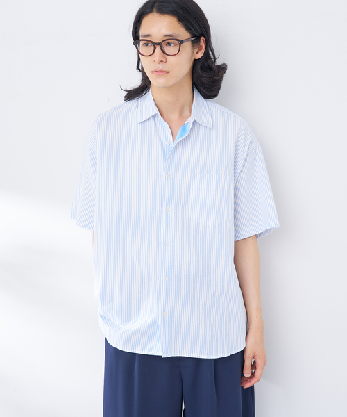 B.C STOCK(ベーセーストック)の「アソートオーバーシャツ ショートスリーブ(シャツ/ブラウス・メンズ・イエロー/ブルー/ライトブルー/ホワイト×ホワイト・FREE)」の2枚目の写真