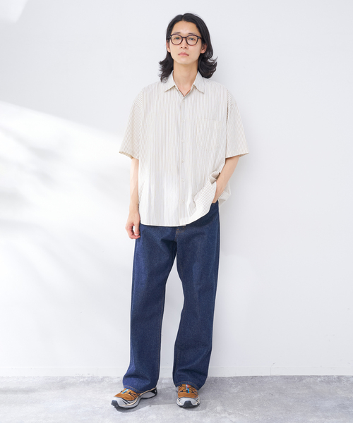 B.C STOCK(ベーセーストック)の「アソートオーバーシャツ ショートスリーブ(シャツ/ブラウス・メンズ・イエロー/ブルー/ライトブルー/ホワイト×ホワイト・FREE)」の5枚目の写真