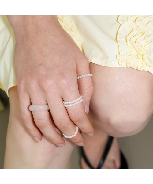 LOVE ME MONSTER（ラブミーモンスター）の「[3 SET] Tini Gems Rings_2COL (L261MRI020)（リング・レディース・ブラック/ホワイト・A/B）」の2枚目の写真