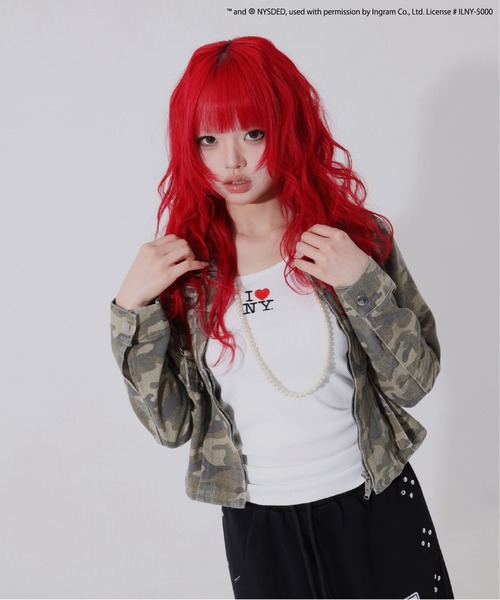 SPINNS（スピンズ）の「【I LOVE NY/アイラブニューヨーク】リブタンクトップ（タンクトップ・レディース・オフホワイト/ブラック・ONESIZE）」の2枚目の写真