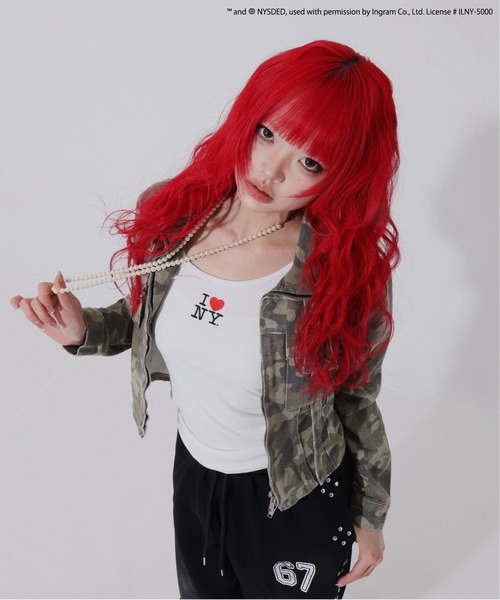 SPINNS（スピンズ）の「【I LOVE NY/アイラブニューヨーク】リブタンクトップ（タンクトップ・レディース・オフホワイト/ブラック・ONESIZE）」の3枚目の写真