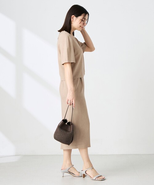 NOLLEY’S(ノーリーズ)の「《セットアップ対応》ウォッシャブル麻調タイトスカート(スカート・レディース・ベージュ/ネイビー・38/36)」の3枚目の写真