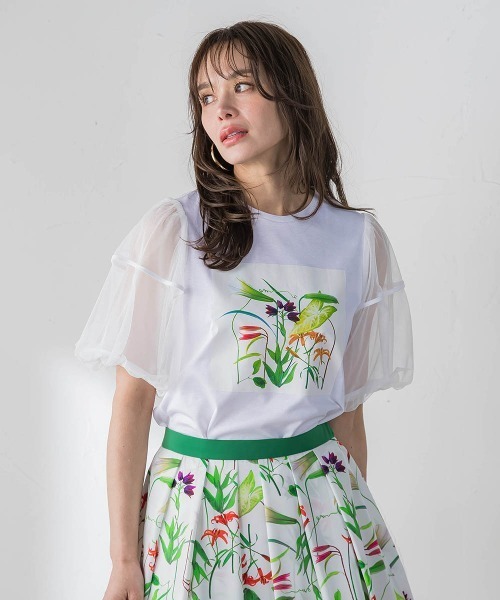Viaggio Blu(ビアッジョブルー)の「【KEITA KAWASAKI × Viaggio Bluコラボ】袖チュールプリントTシャツ(Tシャツ/カットソー・レディース・ホワイト系その他・L)」の12枚目の写真