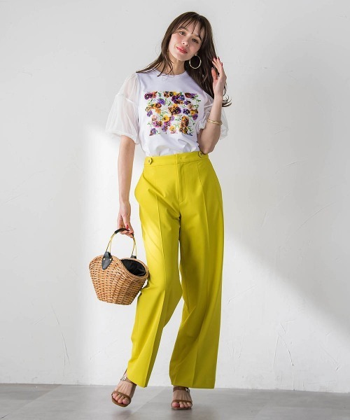 Viaggio Blu(ビアッジョブルー)の「【KEITA KAWASAKI × Viaggio Bluコラボ】袖チュールプリントTシャツ(Tシャツ/カットソー・レディース・ホワイト系その他・L)」の11枚目の写真