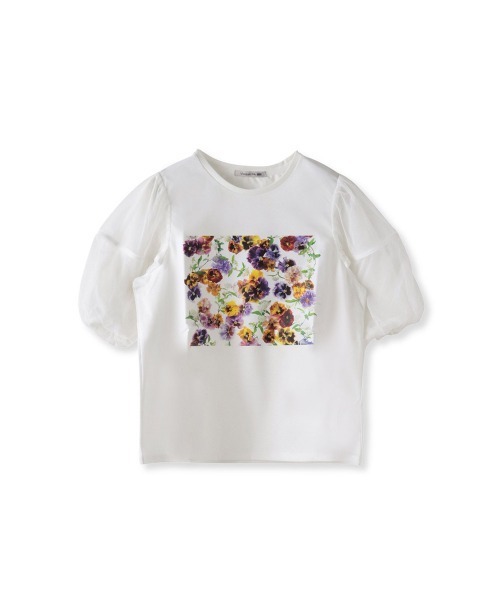 Viaggio Blu(ビアッジョブルー)の「【KEITA KAWASAKI × Viaggio Bluコラボ】袖チュールプリントTシャツ(Tシャツ/カットソー・レディース・ホワイト系その他・L)」の19枚目の写真