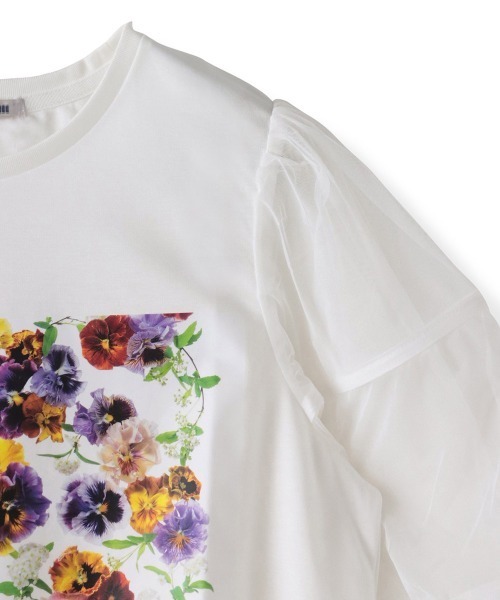 Viaggio Blu(ビアッジョブルー)の「【KEITA KAWASAKI × Viaggio Bluコラボ】袖チュールプリントTシャツ(Tシャツ/カットソー・レディース・ホワイト系その他・L)」の22枚目の写真