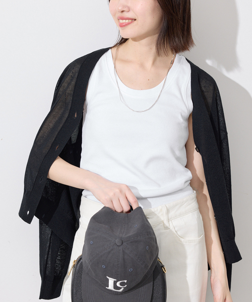 SLOBE IENA(スローブイエナ)の「《シリーズあり》コットンリブタンクトップ(タンクトップ・レディース・チャコールグレー/ホワイト/ピンク/ボルドー・FREE)」の12枚目の写真