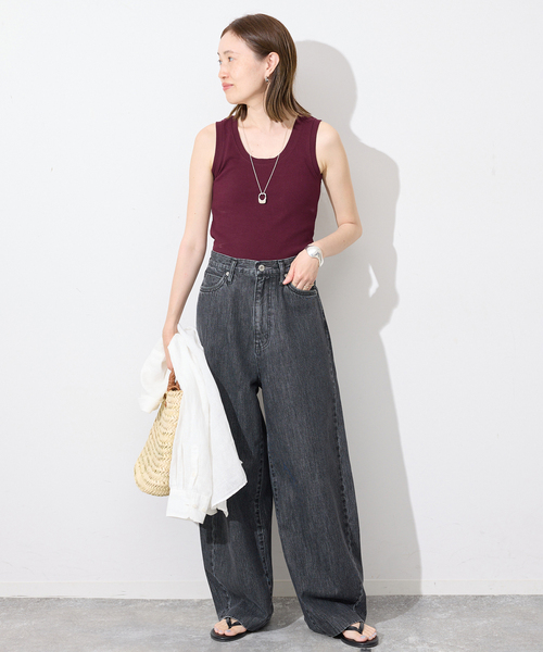 SLOBE IENA(スローブイエナ)の「《シリーズあり》コットンリブタンクトップ(タンクトップ・レディース・チャコールグレー/ホワイト/ピンク/ボルドー・FREE)」の19枚目の写真
