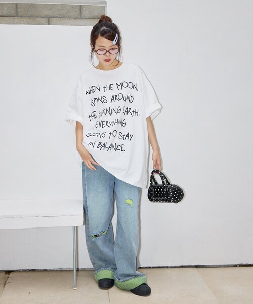 CIAOPANIC TYPY(チャオパニックティピー)の「【UNISEX】アソート落書きBIGロゴTEE(Tシャツ/カットソー・レディース・ホワイト/ホワイト系その他/ネイビー・ONE SIZE)」の12枚目の写真