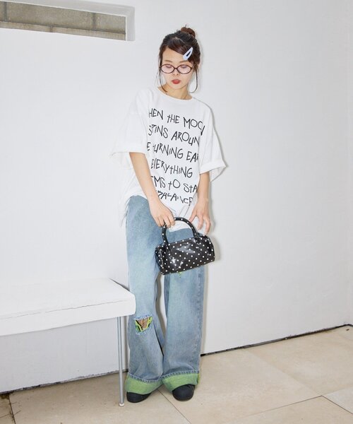CIAOPANIC TYPY(チャオパニックティピー)の「【UNISEX】アソート落書きBIGロゴTEE(Tシャツ/カットソー・レディース・ホワイト/ホワイト系その他/ネイビー・ONE SIZE)」の13枚目の写真