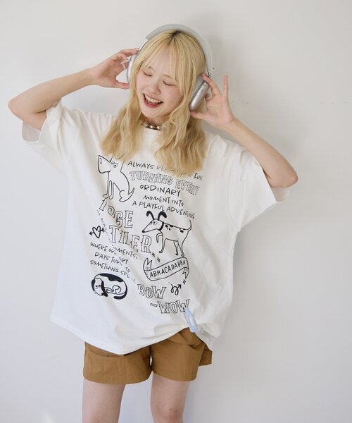 CIAOPANIC TYPY(チャオパニックティピー)の「【UNISEX】アソート落書きBIGロゴTEE(Tシャツ/カットソー・レディース・ホワイト/ホワイト系その他/ネイビー・ONE SIZE)」の14枚目の写真