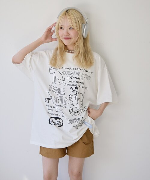 CIAOPANIC TYPY(チャオパニックティピー)の「【UNISEX】アソート落書きBIGロゴTEE(Tシャツ/カットソー・レディース・ホワイト/ホワイト系その他/ネイビー・ONE SIZE)」の15枚目の写真
