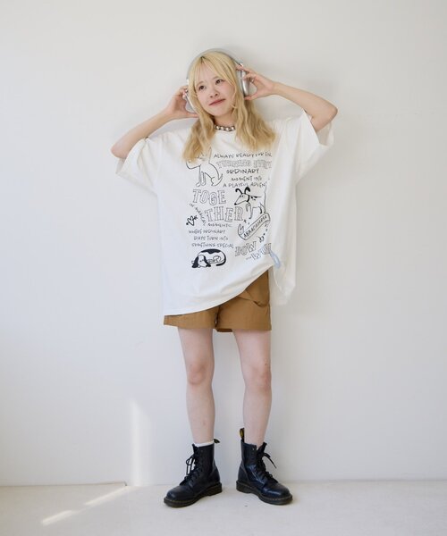 CIAOPANIC TYPY(チャオパニックティピー)の「【UNISEX】アソート落書きBIGロゴTEE(Tシャツ/カットソー・レディース・ホワイト/ホワイト系その他/ネイビー・ONE SIZE)」の19枚目の写真