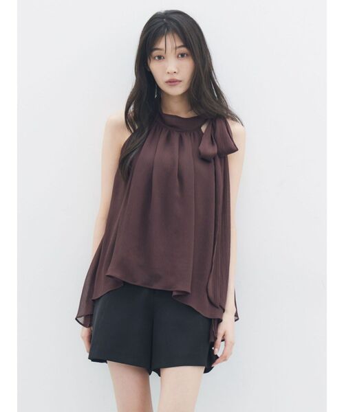 LAGUNAMOON(ラグナムーン)の「アメスリボータイブラウス 【夏服】 【オフィスカジュアル】【シアートップス】(シャツ/ブラウス・レディース・ラベンダー/ブラウン/アイボリー・FREE)」の6枚目の写真