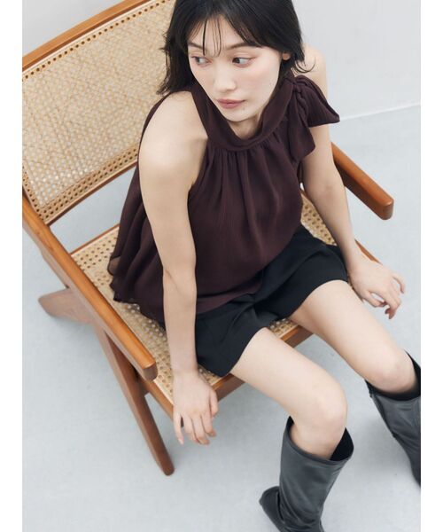 LAGUNAMOON(ラグナムーン)の「アメスリボータイブラウス 【夏服】 【オフィスカジュアル】【シアートップス】(シャツ/ブラウス・レディース・ラベンダー/ブラウン/アイボリー・FREE)」の7枚目の写真