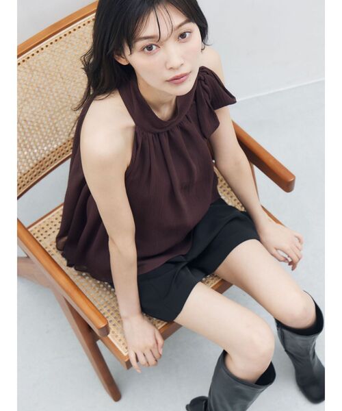 LAGUNAMOON(ラグナムーン)の「アメスリボータイブラウス 【夏服】 【オフィスカジュアル】【シアートップス】(シャツ/ブラウス・レディース・ラベンダー/ブラウン/アイボリー・FREE)」の8枚目の写真