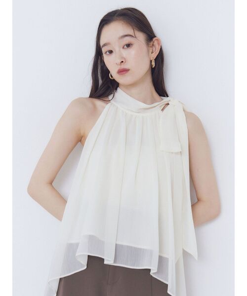 LAGUNAMOON(ラグナムーン)の「アメスリボータイブラウス 【夏服】 【オフィスカジュアル】【シアートップス】(シャツ/ブラウス・レディース・ラベンダー/ブラウン/アイボリー・FREE)」の12枚目の写真