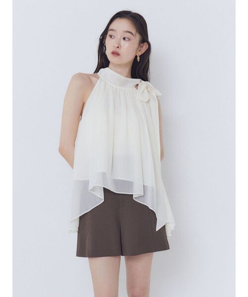 LAGUNAMOON(ラグナムーン)の「アメスリボータイブラウス 【夏服】 【オフィスカジュアル】【シアートップス】(シャツ/ブラウス・レディース・ラベンダー/ブラウン/アイボリー・FREE)」の13枚目の写真