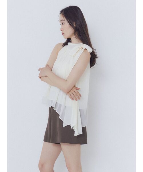 LAGUNAMOON(ラグナムーン)の「アメスリボータイブラウス 【夏服】 【オフィスカジュアル】【シアートップス】(シャツ/ブラウス・レディース・ラベンダー/ブラウン/アイボリー・FREE)」の14枚目の写真