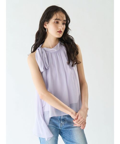 LAGUNAMOON(ラグナムーン)の「アメスリボータイブラウス 【夏服】 【オフィスカジュアル】【シアートップス】(シャツ/ブラウス・レディース・ラベンダー/ブラウン/アイボリー・FREE)」の16枚目の写真