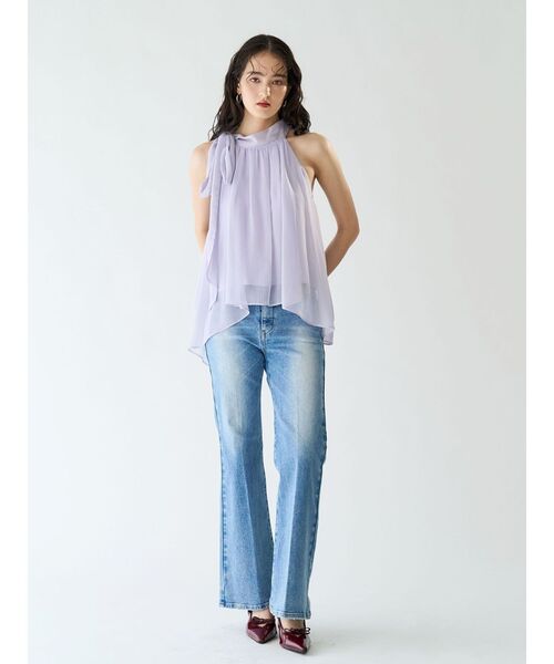 LAGUNAMOON(ラグナムーン)の「アメスリボータイブラウス 【夏服】 【オフィスカジュアル】【シアートップス】(シャツ/ブラウス・レディース・ラベンダー/ブラウン/アイボリー・FREE)」の18枚目の写真
