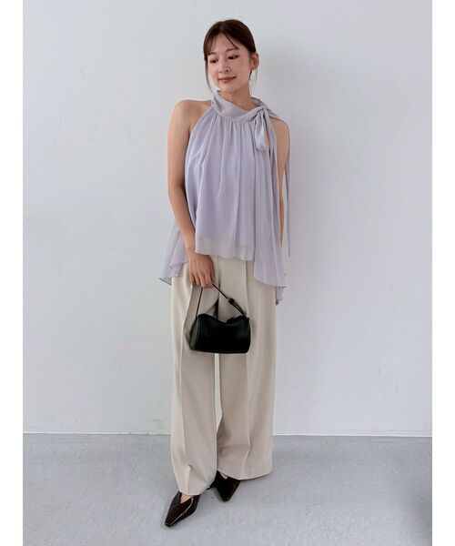 LAGUNAMOON(ラグナムーン)の「アメスリボータイブラウス 【夏服】 【オフィスカジュアル】【シアートップス】(シャツ/ブラウス・レディース・ラベンダー/ブラウン/アイボリー・FREE)」の22枚目の写真