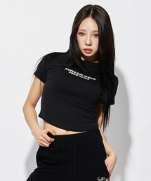 ウィメンズコアクラブクロップラウンドTシャツ_ブラック