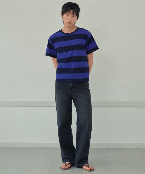 WEDNESDAY OASIS(ウェンズデーオアシス)の「メロンストライプ半袖Tシャツ_BLUE(WB6TP26)(Tシャツ/カットソー・メンズ・ブルー・MEDIUM/LARGE)」の3枚目の写真