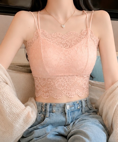 GORGE（ゴージ）の「《総レース×クロスストラップ》キャミソール／全3色（キャミソール・レディース・オフホワイト/ピンク/ブラック・F）」の3枚目の写真