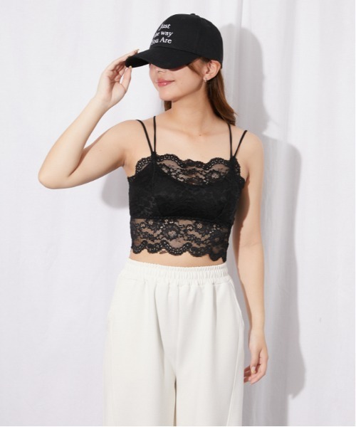 GORGE（ゴージ）の「《総レース×クロスストラップ》キャミソール／全3色（キャミソール・レディース・オフホワイト/ピンク/ブラック・F）」の6枚目の写真