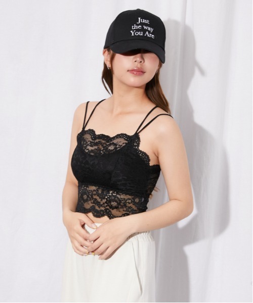 GORGE（ゴージ）の「《総レース×クロスストラップ》キャミソール／全3色（キャミソール・レディース・オフホワイト/ピンク/ブラック・F）」の8枚目の写真