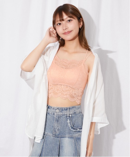 GORGE（ゴージ）の「《総レース×クロスストラップ》キャミソール／全3色（キャミソール・レディース・オフホワイト/ピンク/ブラック・F）」の12枚目の写真