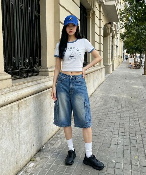 NESPA STUDIO（ネスパスタジオ）の「マリアカーゴバミューダハーフデニムショーツパンツ3カラー[NSSD_7001]（その他パンツ・レディース・ネイビー/ブラック/ブルー・MEDIUM/LARGE/X-LARGE/2XL/SMALL）」の6枚目の写真